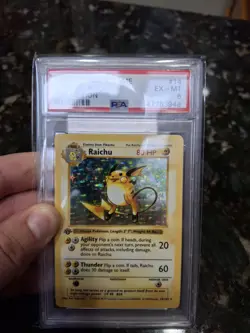 1999 Raichu 1st Edition Holographic Shadowless Pokemon Card Graded Psa 6 - Image 3