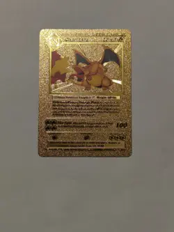 Pokemon TCG Blue Charizard VMAX Gold Foil Fan Art Display Card - Image 1