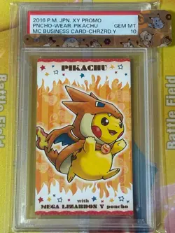 PSA 10 Poncho Pikachu Charizard Pokemon Japanese XY Promo Business Card 2016 - Image 1