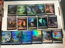 Magic Final Fantasy FOIL Basic Lands Complete Set of 16 - Full Art Land MTG NM - Image 1
