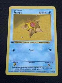 Pokemon Staryu 65/102 1st Edition Shadowless Base Set Card Unplayed Near Mint - Image 1