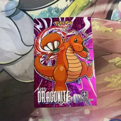 Pokemon Dragonite #149 Database Attacks Set Pink Shattered Holo - Image 1