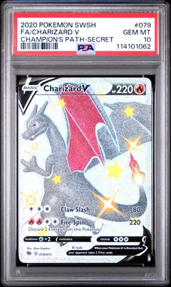 2020 Pokemon Sword & Shield Charizard V Fa #079 Champion's Path-Secret PSA 10 - Image 1