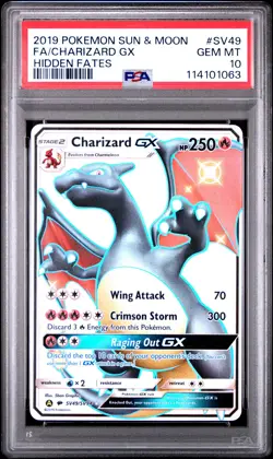2019 Pokemon Sun & Moon Hidden Fates Charizard GX #SV49 Hidden Fates PSA 10 - Image 1