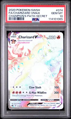 2020 Pokemon Sword & Shield Charizard Vmax Fa #074 Champion's Path-Secret PSA 10 - Image 1