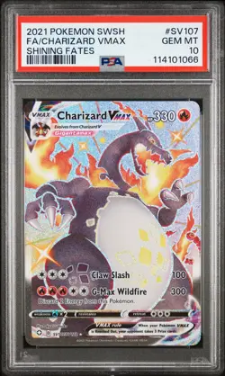 2021 Pokemon Sword & Shield Charizard Vmax Fa #SV107 Shining Fates PSA 10 - Image 1
