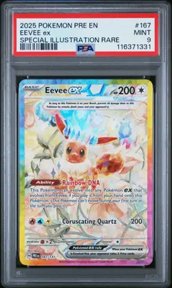 2025 Pokemon Prismatic Evolutions Eevee EX #167 Special Illustration Rare PSA 9 - Image 1
