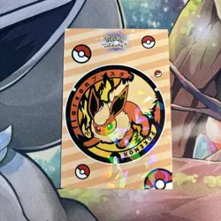 Manhole Cover Flareon Cracked Ice Holo Let's Go Eevee Database Pokemon Card NM - Image 1