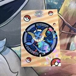 Manhole Cover Vaporeon Cracked Ice Holo Let's Go Eevee Database Pokemon Card NM - Image 1