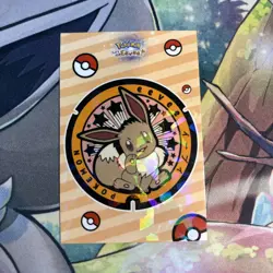 Manhole Cover Eevee Cracked Ice Holo Let's Go Eevee Database Pokemon Card NM - Image 1