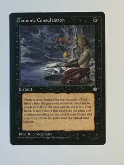 MTG Magic the Gathering Card Demonic Consultation Ice Age LP - Image 1