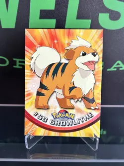Topps Pokemon TV Animation 1999 Series 1 Growlithe #58 Blue Logo - Image 1
