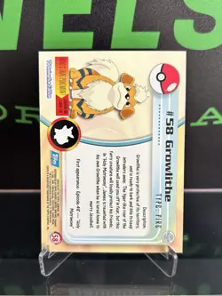 Topps Pokemon TV Animation 1999 Series 1 Growlithe #58 Blue Logo - Image 2