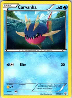 Carvanha 32/135 Pokemon Plasma Storm Regular Common - Image 1