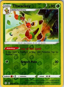Thwackey Pokemon 12/72 Pokemon Shining Fates Reverse Holo - Image 1
