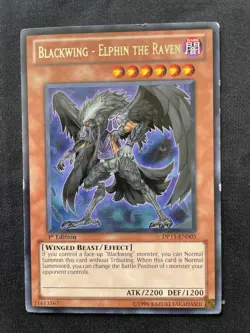 YUGIOH BLACKWING ELPHIN THE RAVEN ULTRA RARE DP11-EN005 1st Edition (HP) - Image 1