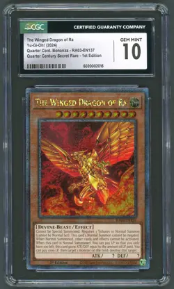YuGiOh CGC 10 The Winged Dragon of Ra RA03-EN137 QCR Quarter Century Bonanza - Image 1