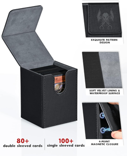 Card Deck Box for MTG Yugioh TCG, Card Storage Box with Dividers Holds 100+ Slee - Image 3