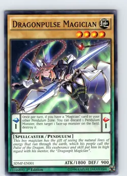 Yu-Gi-Oh TCG Dragonpulse Magician SDMP-EN001 1st Edition Common Card NM - Image 1
