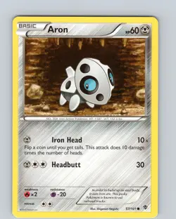 Pokemon TCG Aron B&W Plasma Blast 57/101 Regular Common Card LP-NM - Image 1