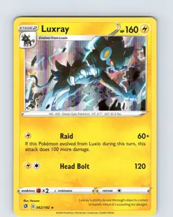 Pokemon TCG Luxray SWSH Rebel Clash 062/192 Holo Rare Card NM - Image 1
