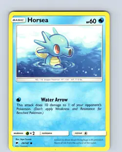 Pokemon TCG Horsea S&M Burning Shadows 29/147 Regular Common Card NM - Image 1