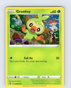 Pokemon TCG Grookey Black Star Promo SWSH070 Cosmos Holo Promo Card NM - Image 1