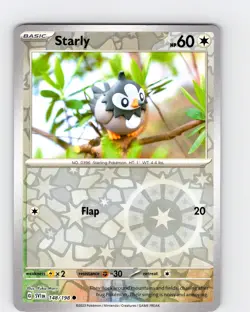 Pokemon TCG Starly Scarlet & Violet Base Set Reverse Holo Common Card NM - Image 1