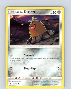 Pokemon TCG Alolan Diglett S&M Base Set 86/149 Regular Common Card NM - Image 1