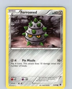 Pokemon TCG Ferroseed B&W Emerging Powers 70/98 Regular Common Card Played LP - Image 1
