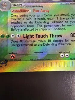 2003 Pokemon SHIFTRY Ex Sandstorm REVERSE HOLO Foil Rare e-Reader Card 12/100 NM - Image 3