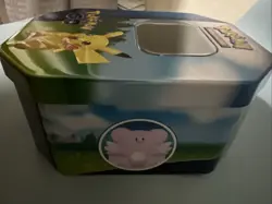 Empty Pokemon Go trading card tin featuring Pikachu, Snorlax & Blissey - Image 3