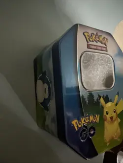 Empty Pokemon Go trading card tin featuring Pikachu, Snorlax & Blissey - Image 4