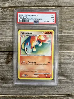 Graded PSA 7 2007 POKEMON D & P Quilava Mysterious Treasures #60 - Image 1
