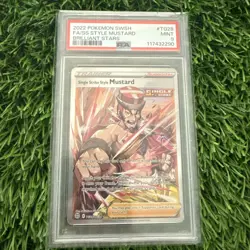 2022 POKEMON SWSH #TG28 FULL ART/SINGLE STRIKE STYLE MUSTARD PSA 9 - Image 1