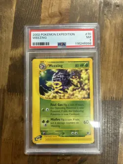 Graded PSA 7 2002 Pokemon Expedition Wheezing #70 - Image 1
