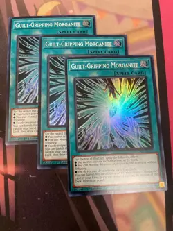 YUGIOH - GUILT GRIPPING MORGANITE X3 - SUPER RARE - 1ST ED - NM - DUAD - Image 1