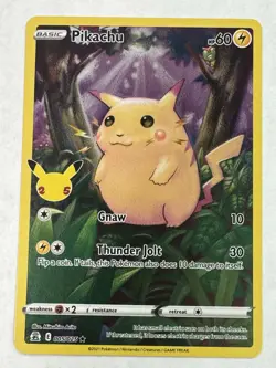 Pikachu 5/25 Pokemon Celebrations 25th Anniversary Base Set Full Art Card - Image 3