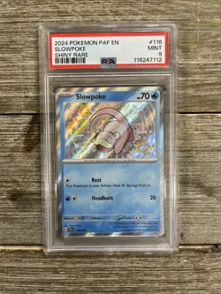 Graded PSA 9 2024 Pokemon PAF EN Slowpoke Shiny Rare #116 - Image 1