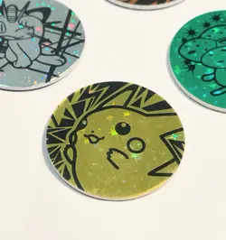 4 POKEMON TCG FOIL Wizard COINS ~ Aerodactyl Meowth Pikachu Vileplume 1999 2000 - Image 2