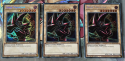YuGiOh PLAYSET Dark Magician SBC1-ENG01 3x Secret Rare 1st Edition Arkana Art - Image 1