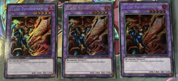 YuGiOh PLAYSET Flame Swordsman SBC1-ENB22 3x Secret Rare 1st Edition - Image 1