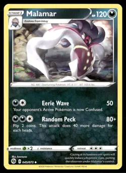 2020 Champion's Path Set Pokemon Card 45 Malamar NM - Image 1