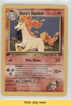 Blaine's Rapidash 1st Ed. Pokemon Gym Challenge #33 2000 READ 2u3 - Image 1