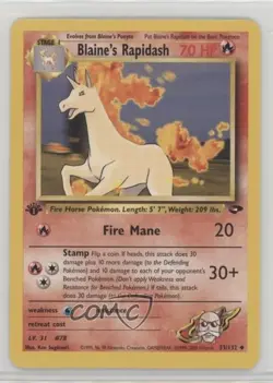 Blaine's Rapidash 1st Ed. Pokemon Gym Challenge #33 2000 1ii5 - Image 1