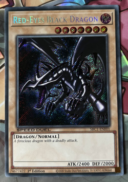 YuGiOh Red-Eyes Black Dragon SBC1-ENF01 Secret Rare 1st Edition - Image 1