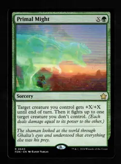 4x Primal Might-Magic the Gathering-MTG-Foundations-Near Mint-4x-rare - Image 1