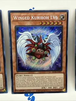 Yu-Gi-Oh! Winged Kuriboh LV6 x3 BLTR-EN001 Secret Rare 1st Edition NM/M GEM - Image 2