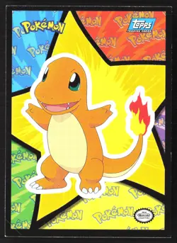 Charmander Topps Blue Logo TV Animation Sticker Pokemon Card - Image 1