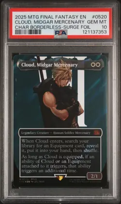 2025 MTG FINAL FANTASY #0520 CLOUD, MIDGAR MERCENARY PSA 10 - Image 1